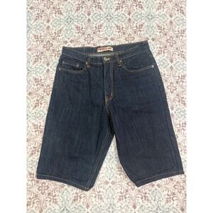 Neo Blue Mens Dark Wash Denim Jean Shorts Size 32 Made in USA Indigo Cotton